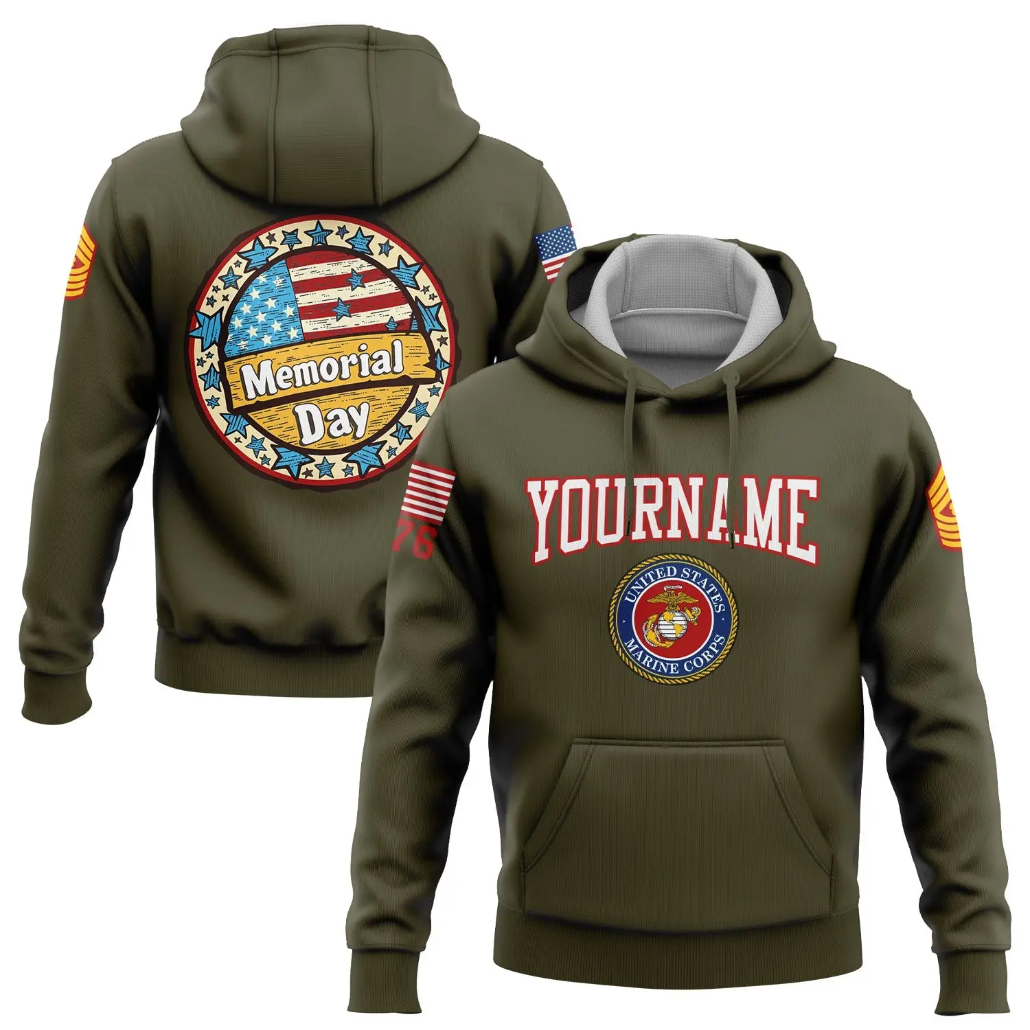 Custom U.S Marine Corps Military Hoodie Memorial Day Clothing Great Gift For Father