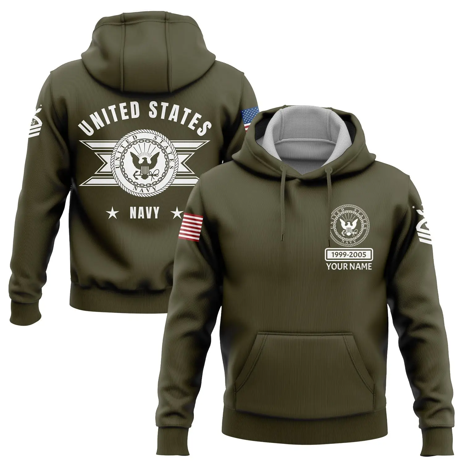 Custom U.S Navy Military Hoodie 1999 2005 Patriotic Apparel Unique Gift For Daughter