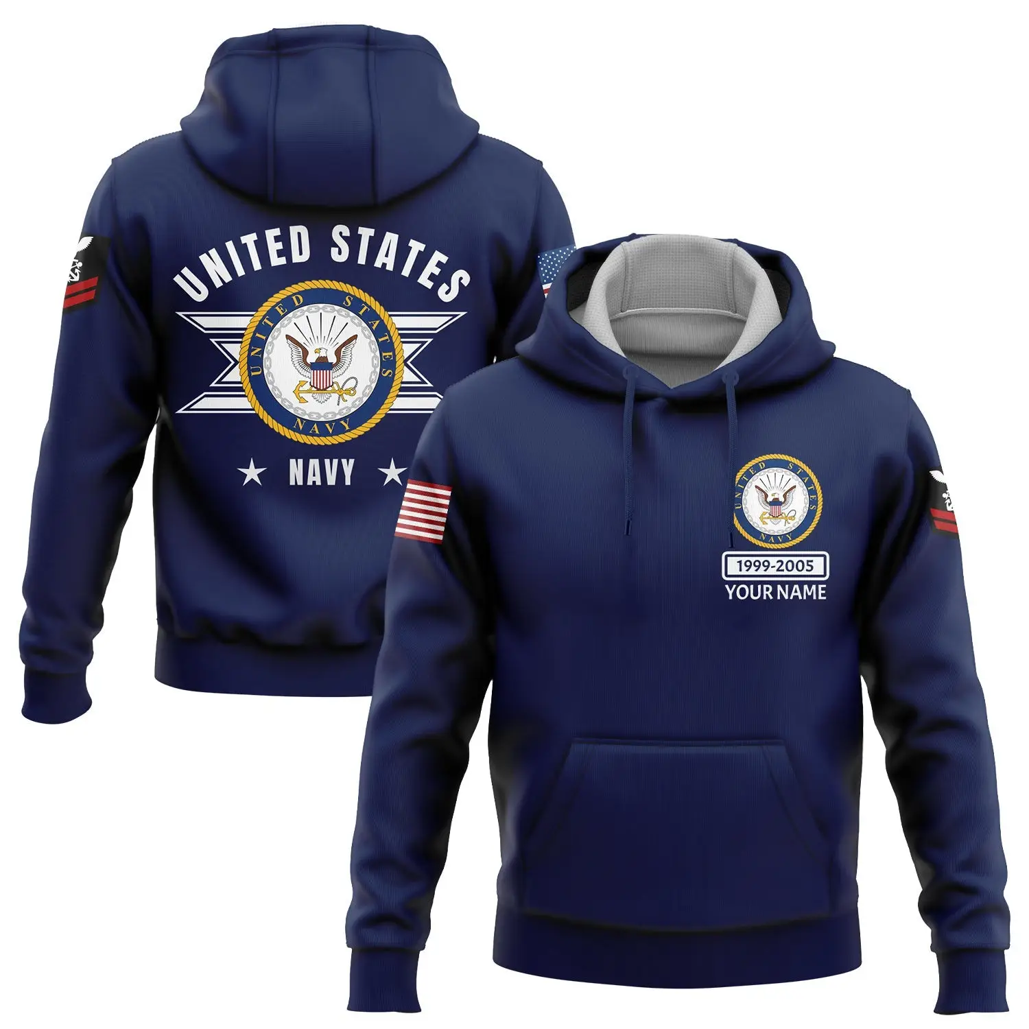 Custom U.S Navy Military Hoodie Veteran Day Apparel Fourth Of July Gifts