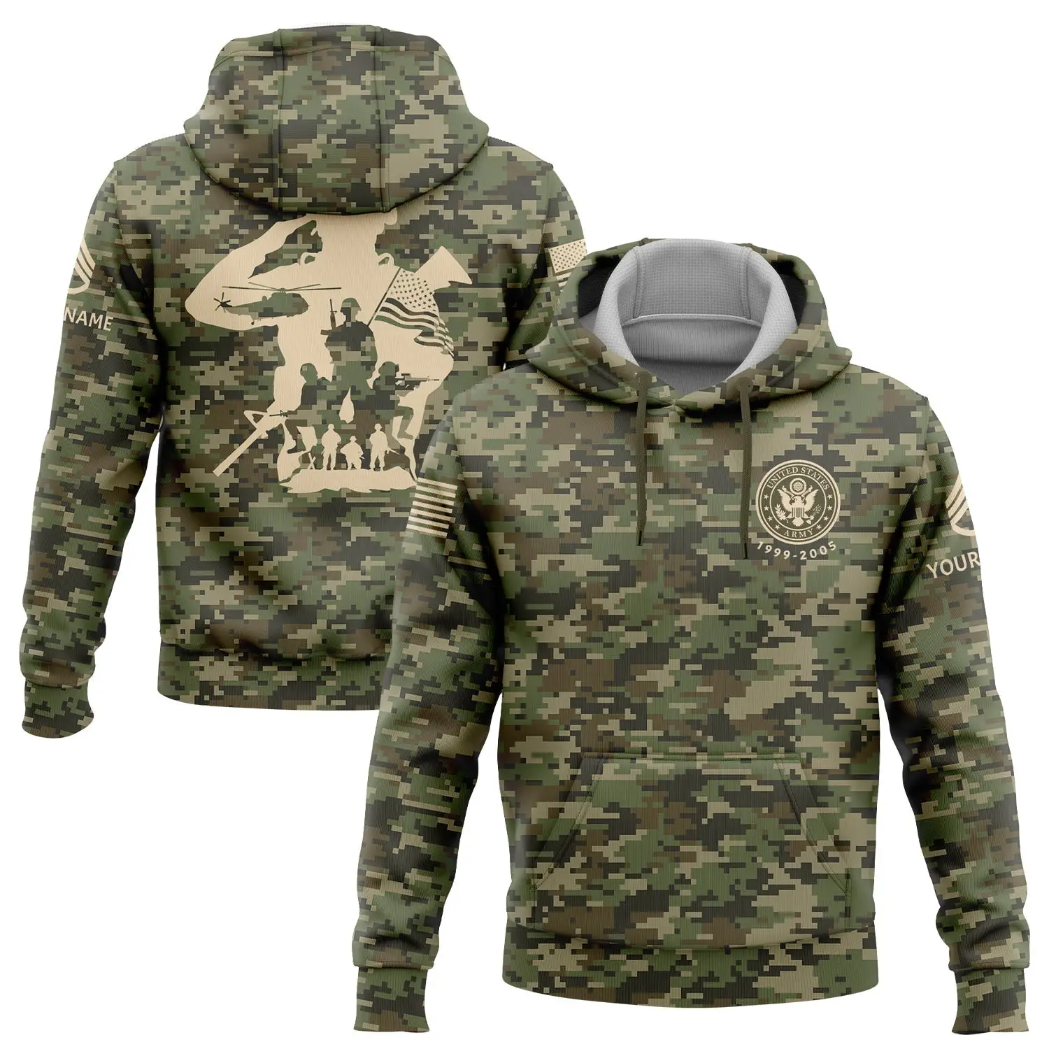 Custom U.S. Army Military Staff Sergeant Camo Hoodie Veterans Day Gifts For Dad