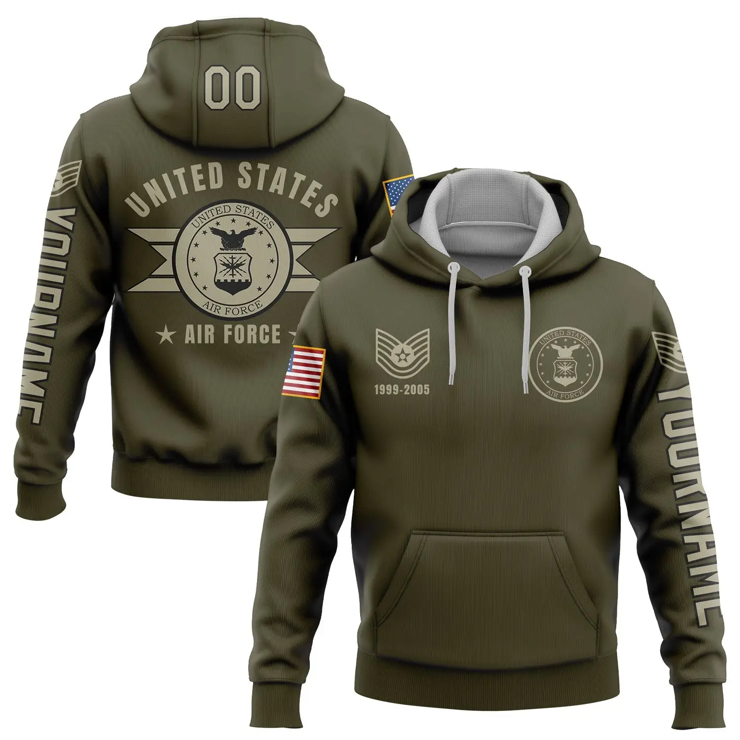 Custom United States Air Force Military Hoodie 1999 2005 Patriotic Apparel Gift For Dad