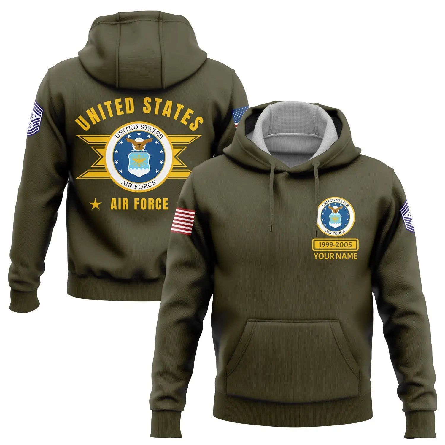 Custom United States Air Force Military Hoodie 1999 2005 Patriotic Apparel Gift For Veteran