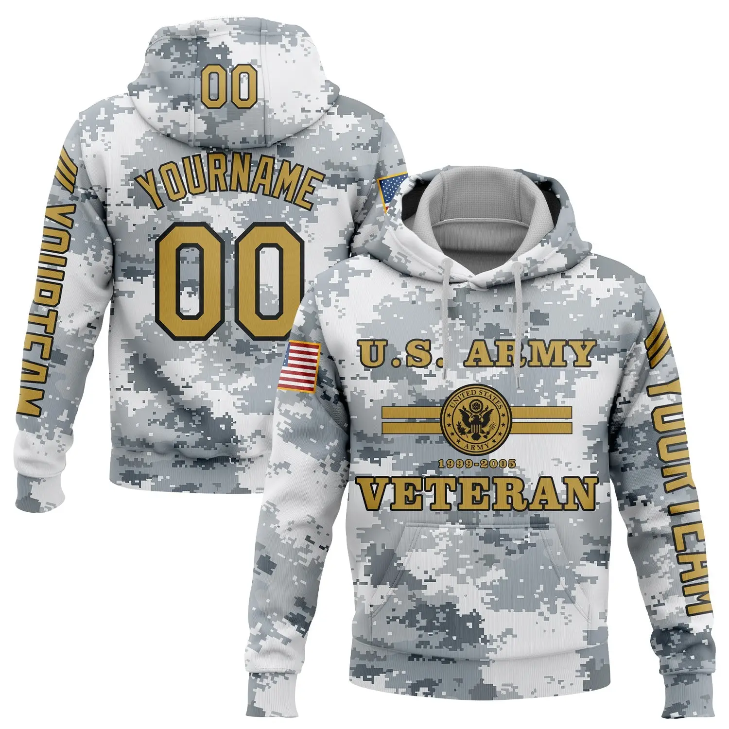 Custom United States Army Military Camo Hoodie Veterans Day Gifts For Best Friends