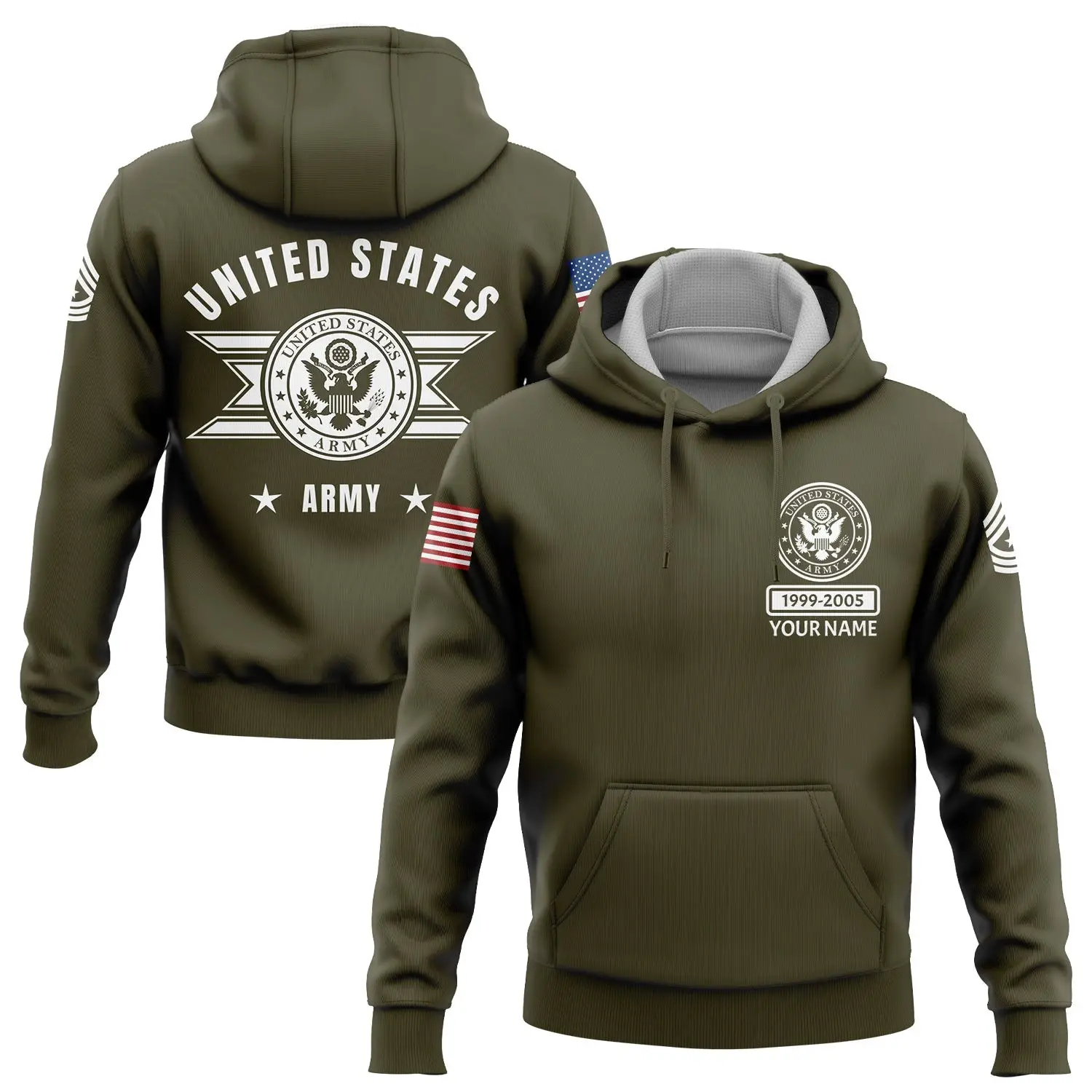 Custom United States Army Military Hoodie 1999 2005 Patriotic Apparel Gift For Son
