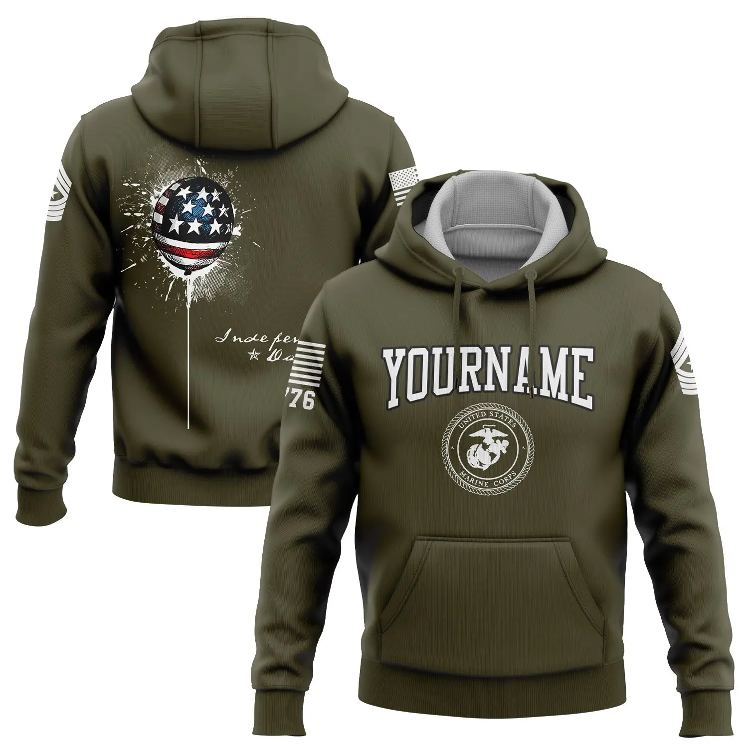 Custom United States Flag Military Hoodie Independence Day Apparel Unique Gift For Him