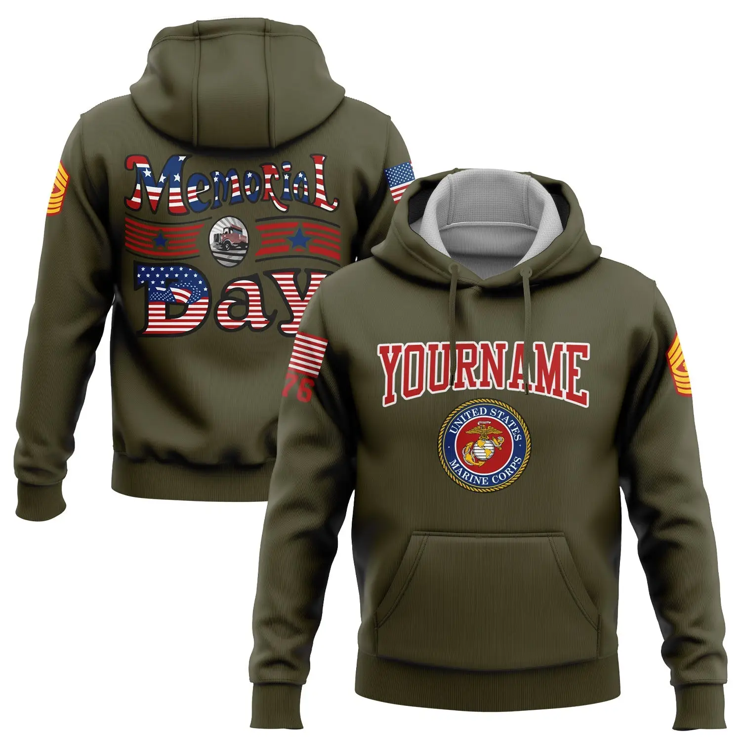 Custom United States Marine Corps Military Hoodie Memorial Day Apparel Gift For Veteran