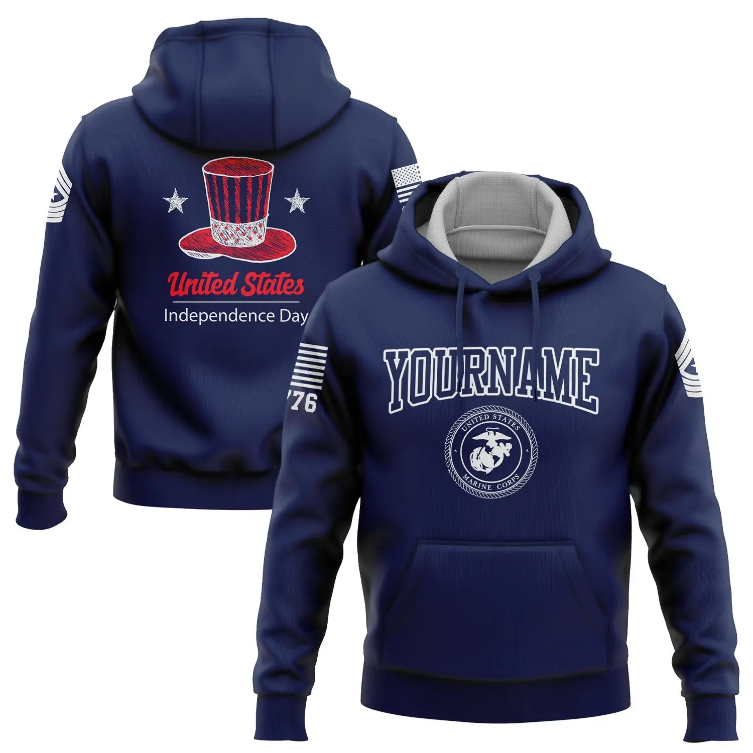 Custom United States Military Hoodie Independence Day Clothing Gift For Your Lover