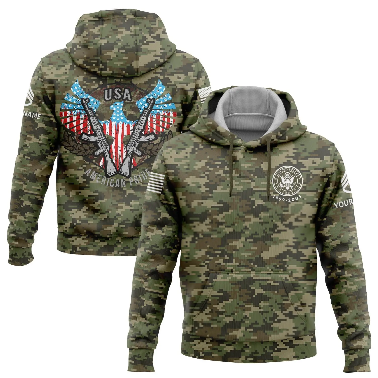 Custom USA Eagle American Flag Hoodie U.S Army Military Staff Sergeant Gifts For Wife