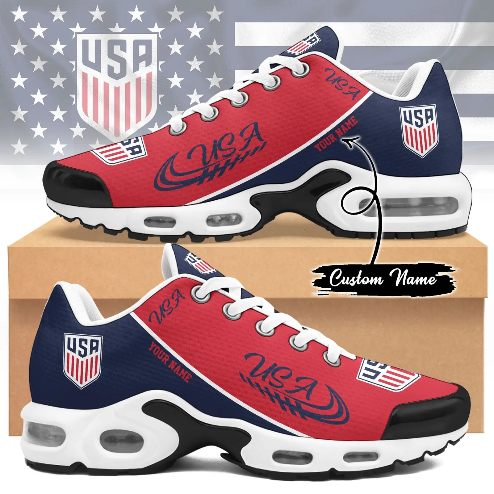Custom USA Football Lovers Sneaker FIFA World Cup 2026 Birthday Gift For Son