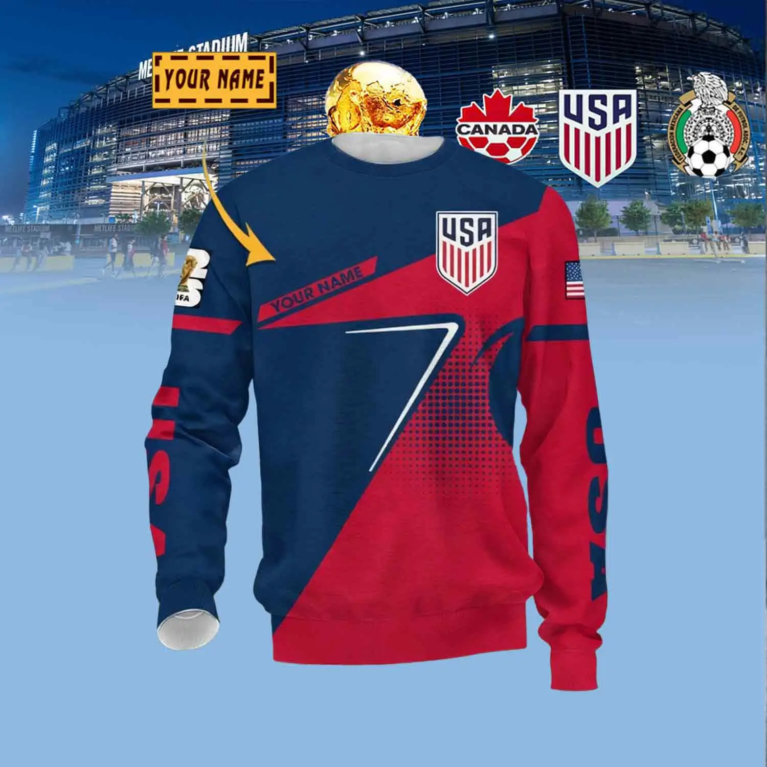Custom USA National Team Sweatshirt FIFA World Cup 2026 Apparel Gift For Dad