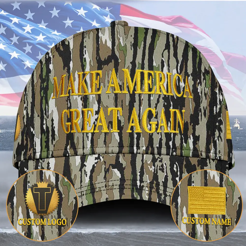 Custom USA Triumph Victory Black Dark Gold Hat Camo 45-47 Hat Proud Patriotic American Gear