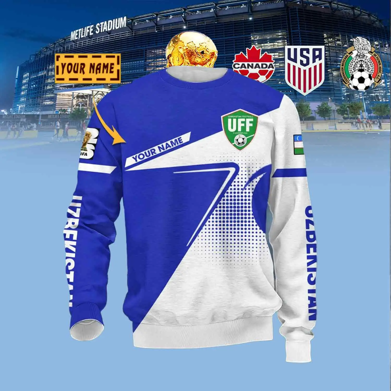 Custom Uzbekistan Soccer Player Sweatshirt FIFA World Cup 2026 Apparel Best Gift For Dad