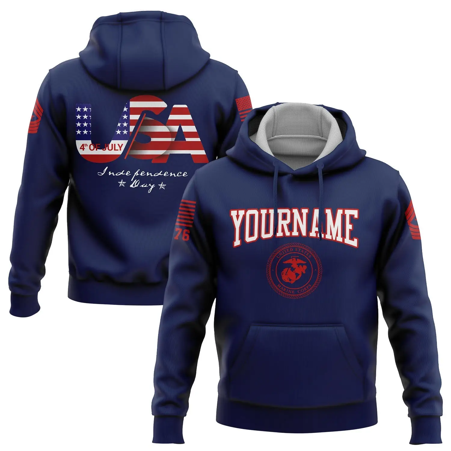 Custom Veterans 1776 American Flag Hoodie Independence Day Clothes Gift For Son