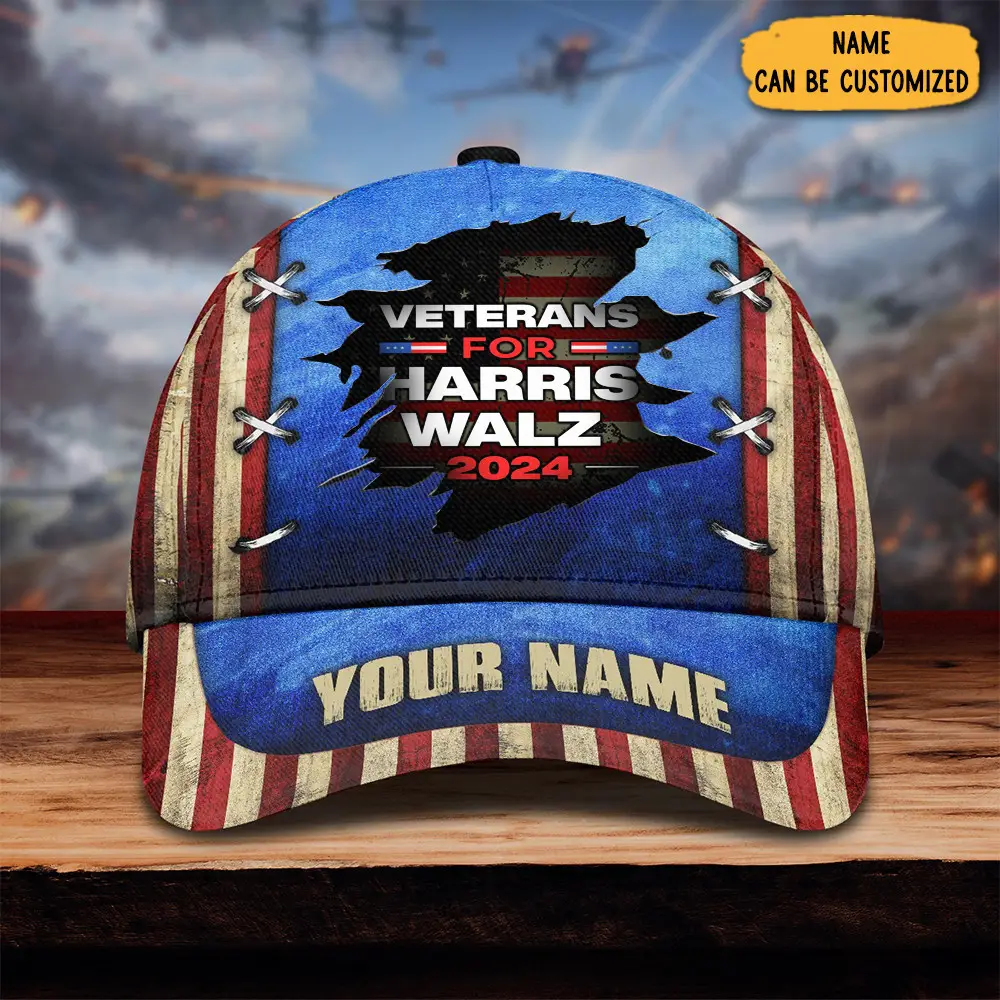 Custom Veterans For Harris Walz 2024 Hat President 47th Harris Walz Hat Veterans Gifts