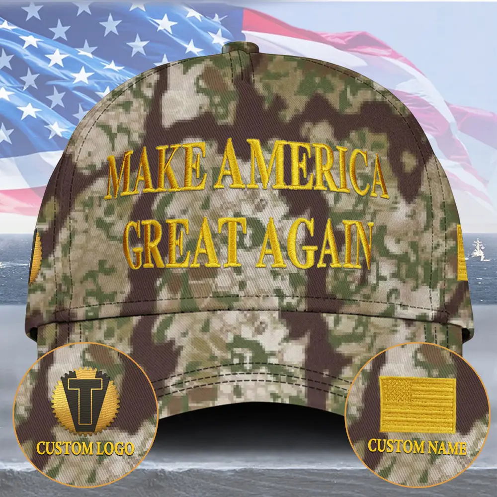 Custom Victory Triumph Black Dark Gold Hat Camo 45-47 Hat For Proud Patriots In 2024