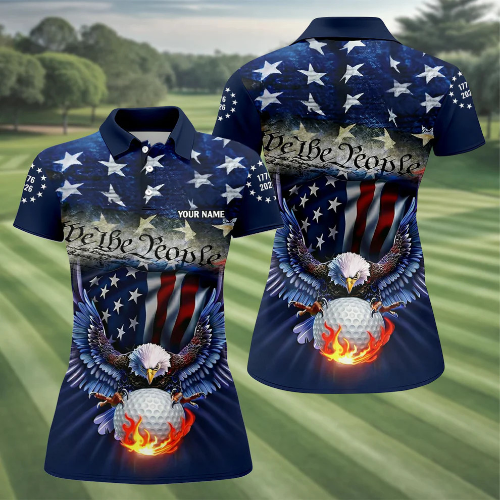 Custom We The People Eagle Polo Shirt 250th Anniversary Apparel Men's Golfing Outfit