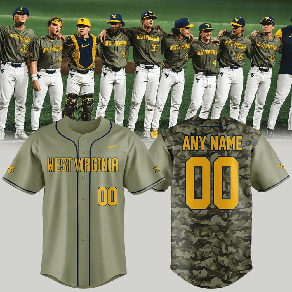 Custom West Virginia Mountaineers 2026 Camo Baseball Jersey Father's Day Gifts For Football Fans
