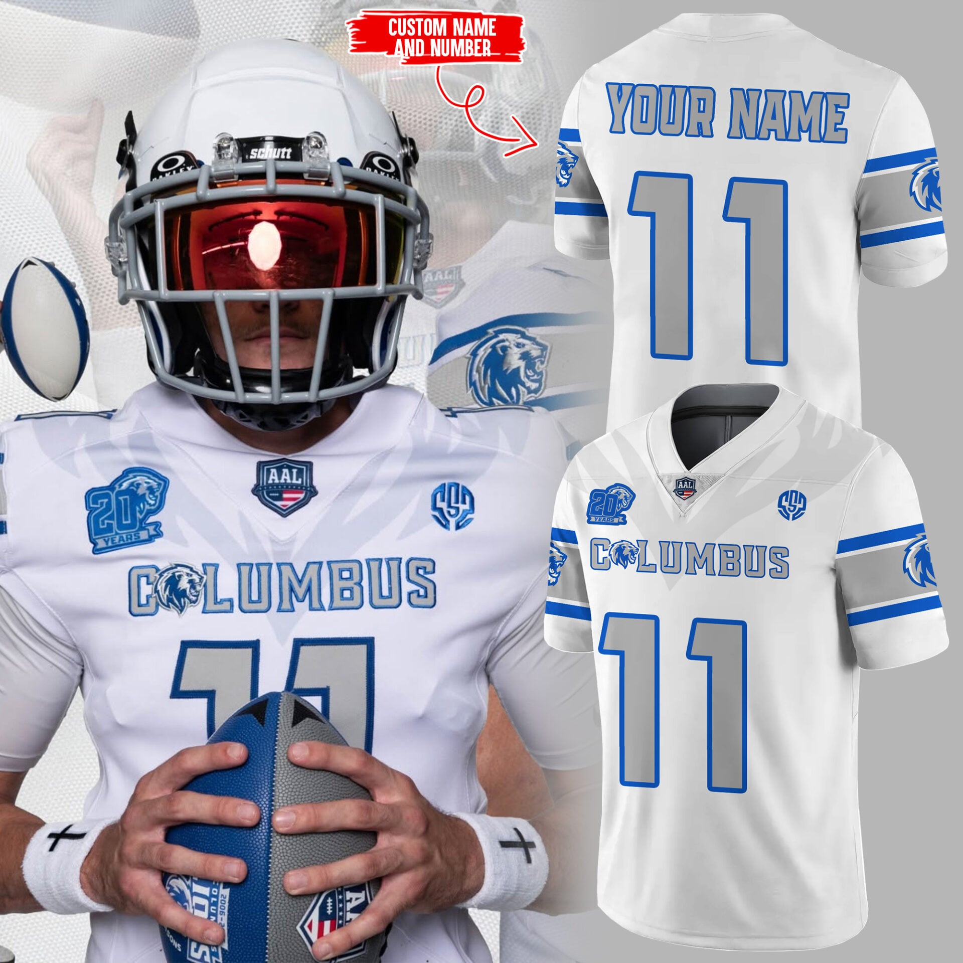 Customized Columbus Lions Football Jersey Columbus Lions Merch Gifts For Football Fan