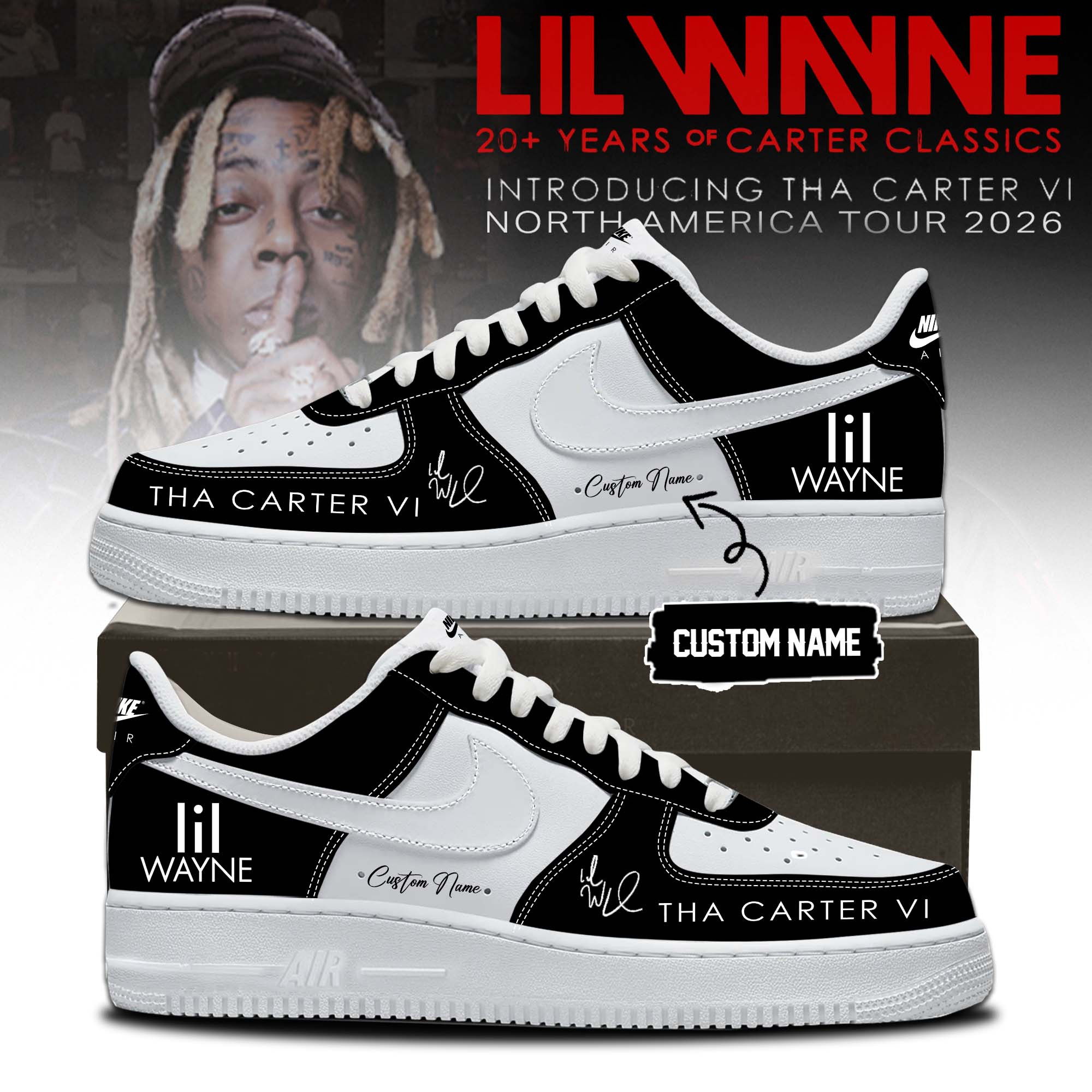 Customized Lil Wayne Tha Carter VI Tour 2026 Sneakers Lil Wayne Shoes Gifts For Rap Fans