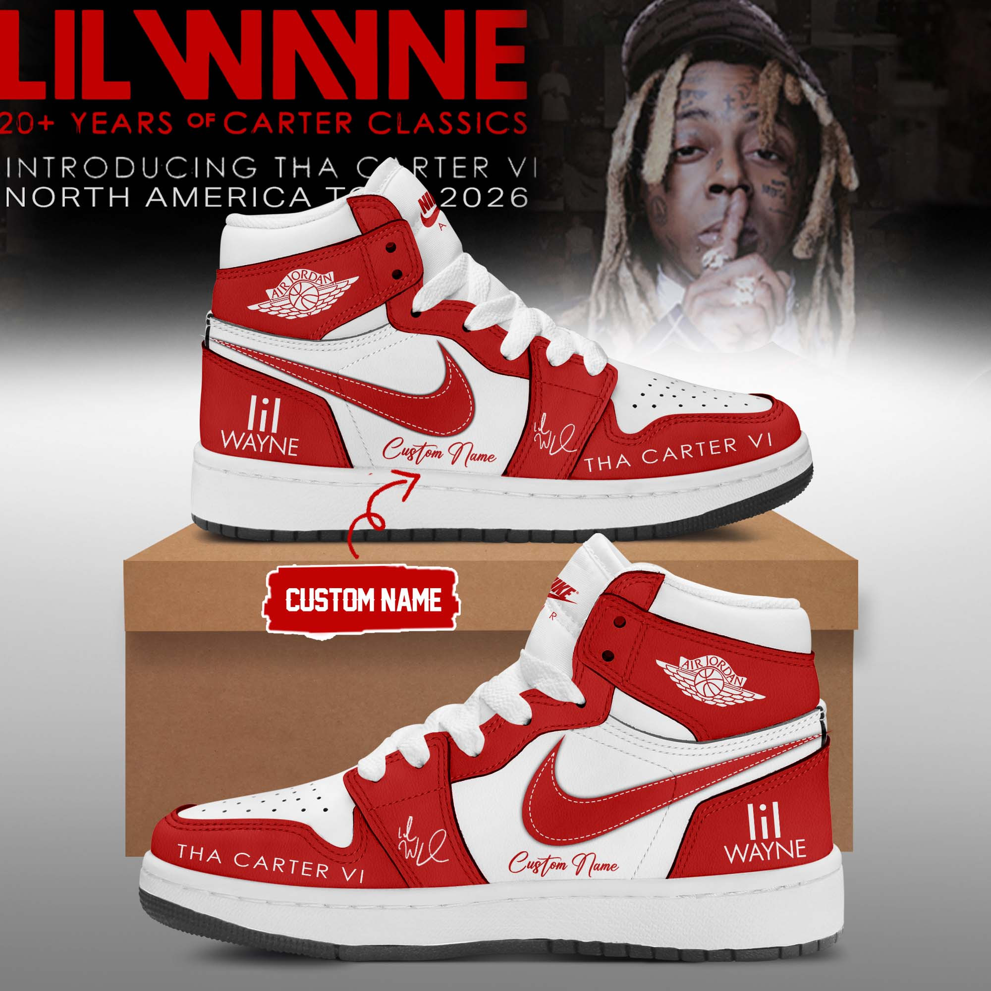 Customized Lil Wayne Tha Carter VI Tour 2026 Sneakers Lil Wayne Shoes Rap Fan Gifts