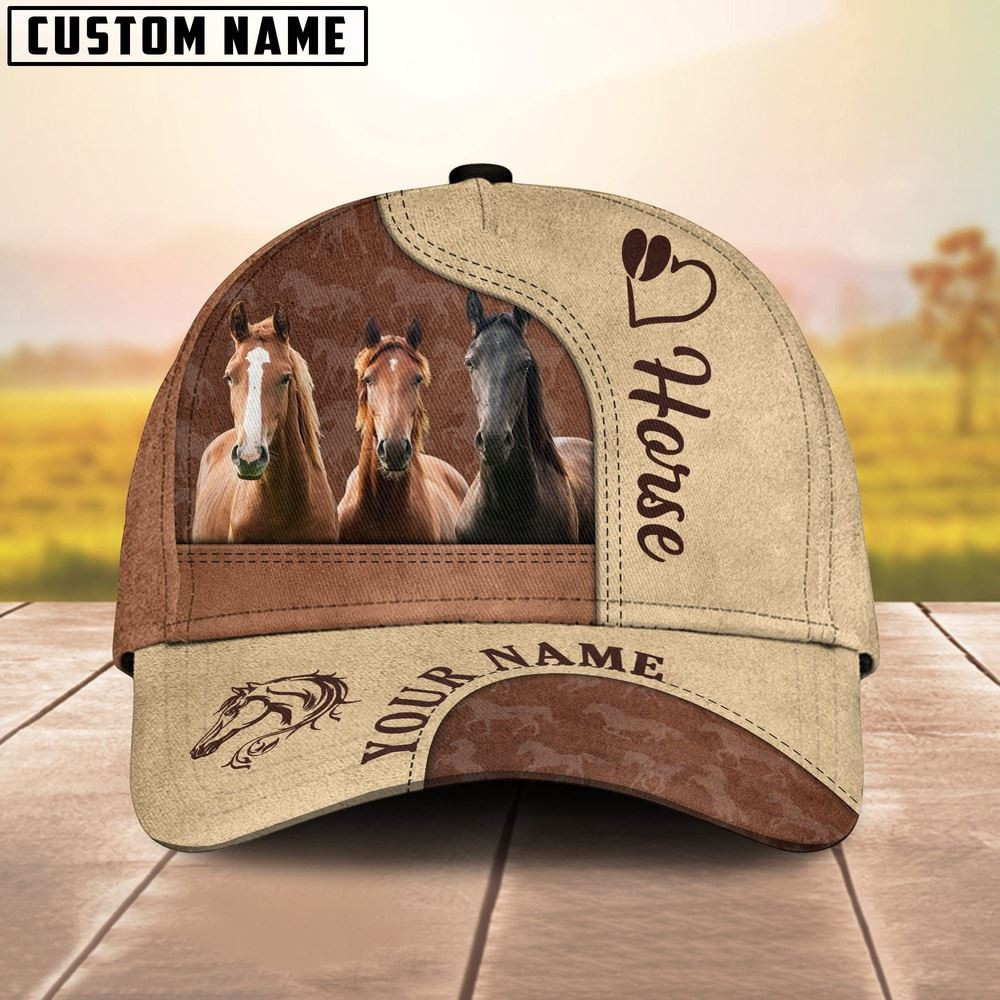 Customized Name Horse Happiness Brown Yellow Cap Farm Cap Farmer Baseball Cap Gift For Farmer