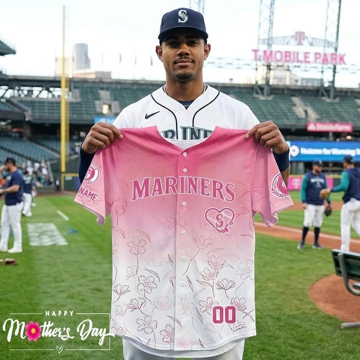 Customized Seattle Mariners Mother’s Day Jersey Shirt Pink Heart Floral Merch Gift For Her