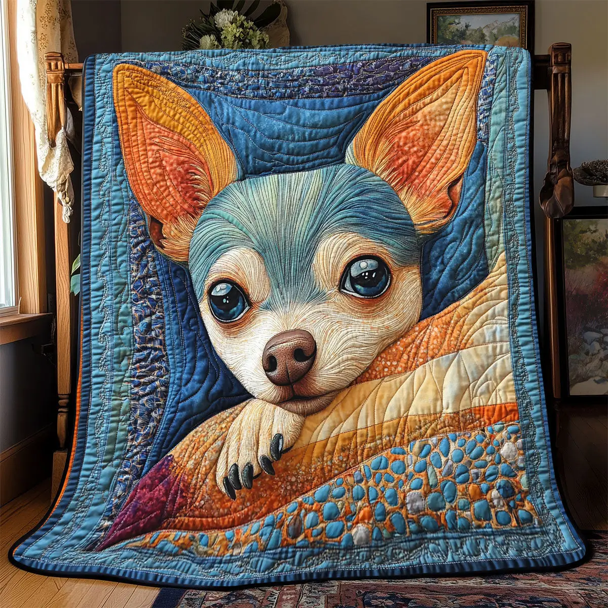 Cute Chihuahua Quilt Easter Throw Blanket Mother's Day Gifts For Daughter