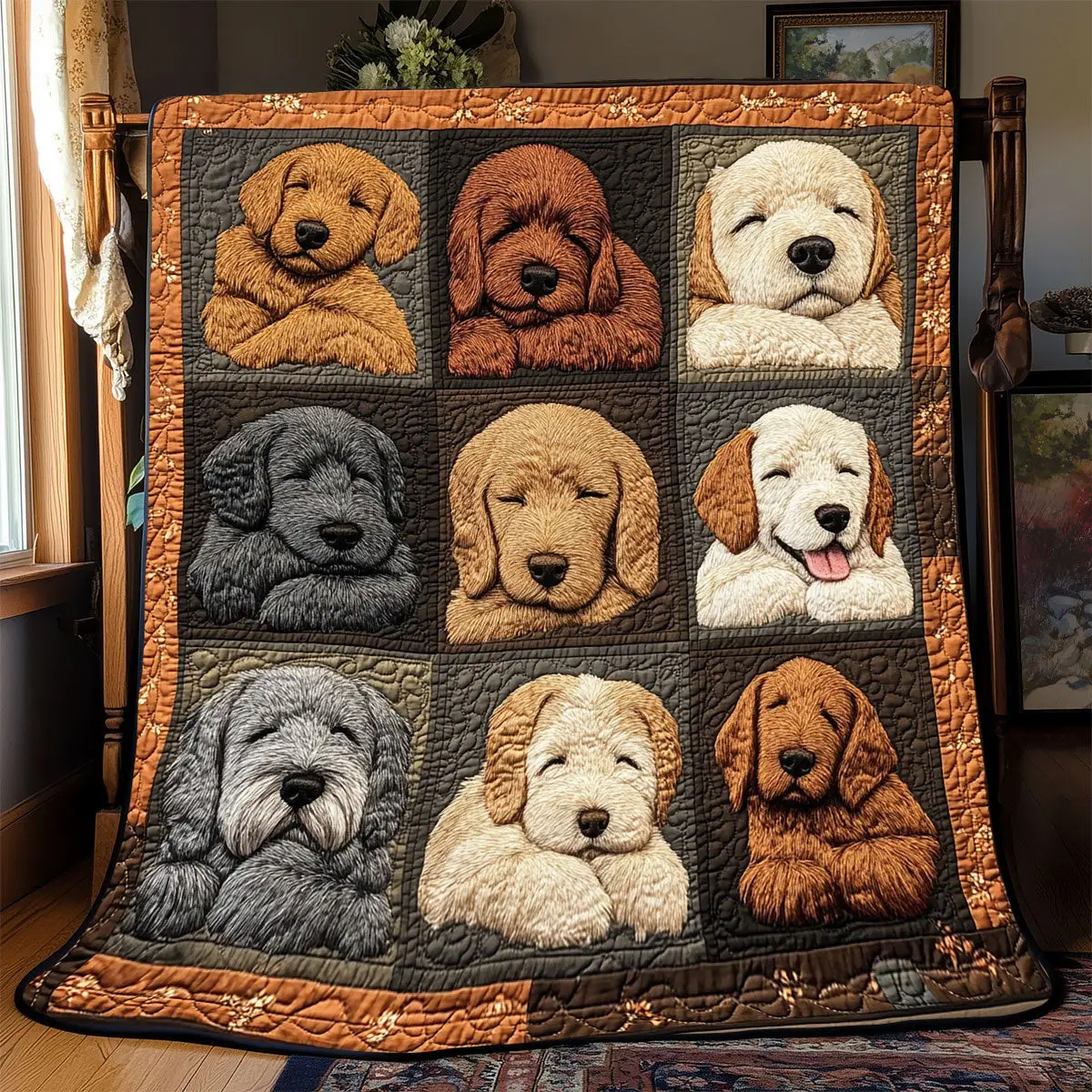 Cute Dog Sleeping Quilted Throw Blankets Good Gifts For Mom Birthday