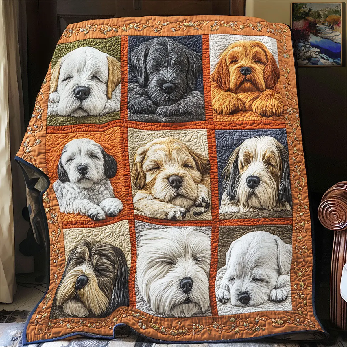 Cute Dog Sleeping Quilted Throw Blankets Mother's Day Gifts For Daughter