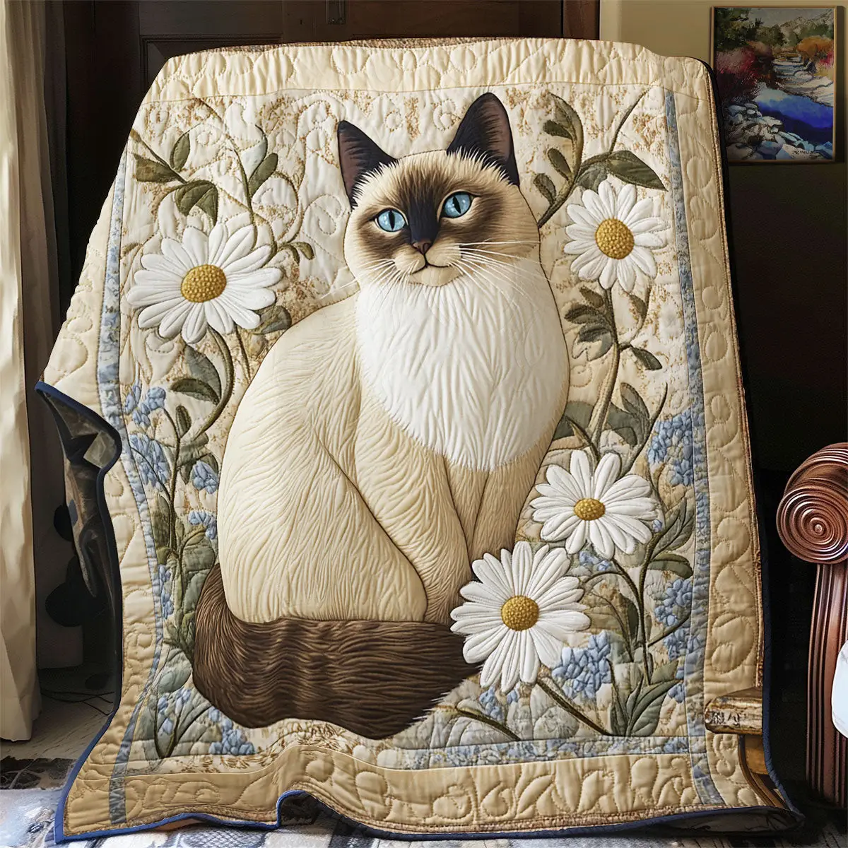 Cute Tuxedo Cat Quilted Blankets Mother's Day Gifts For Daughter