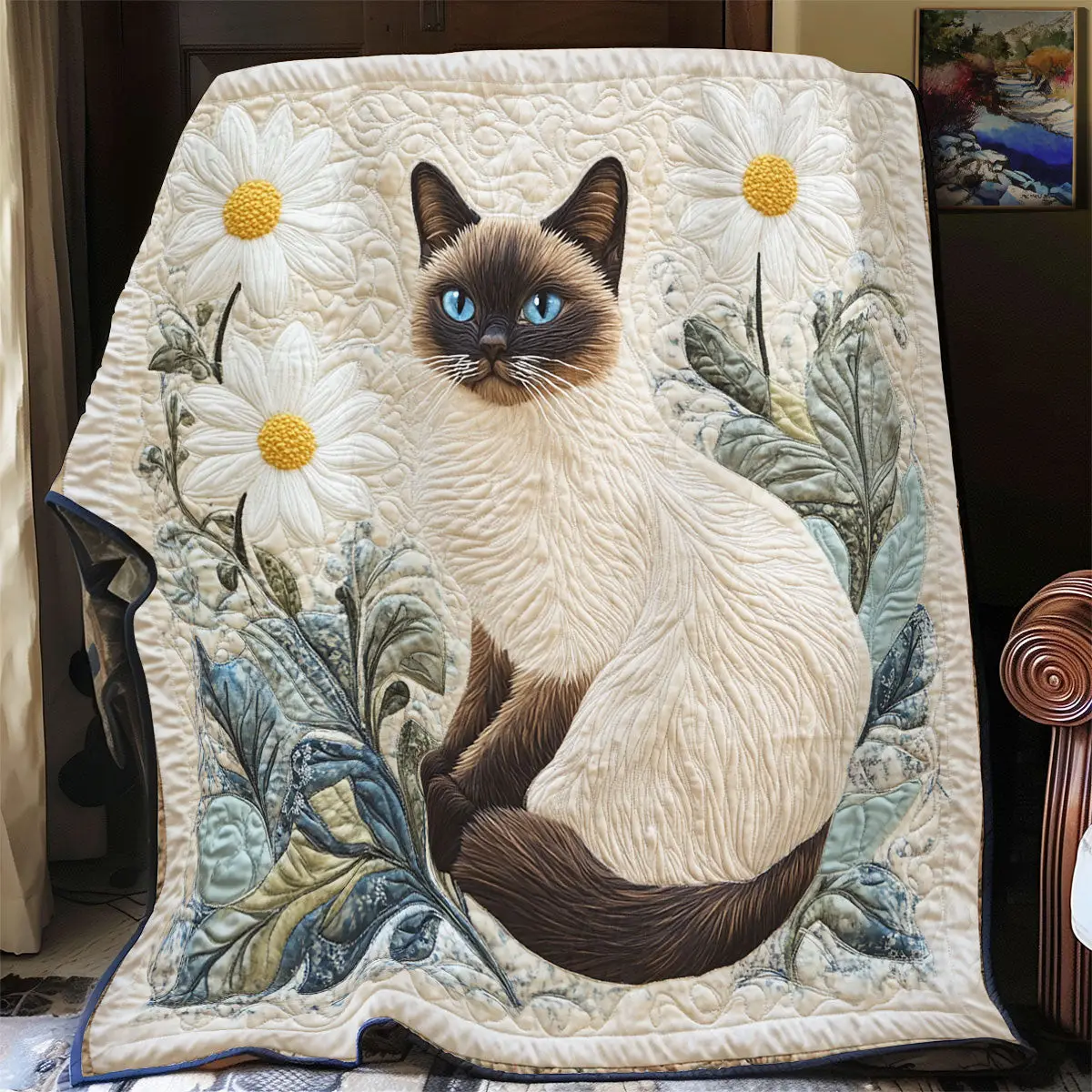 Cute Tuxedo Cat Quilted Blankets Mother's Day Gifts For Elderly