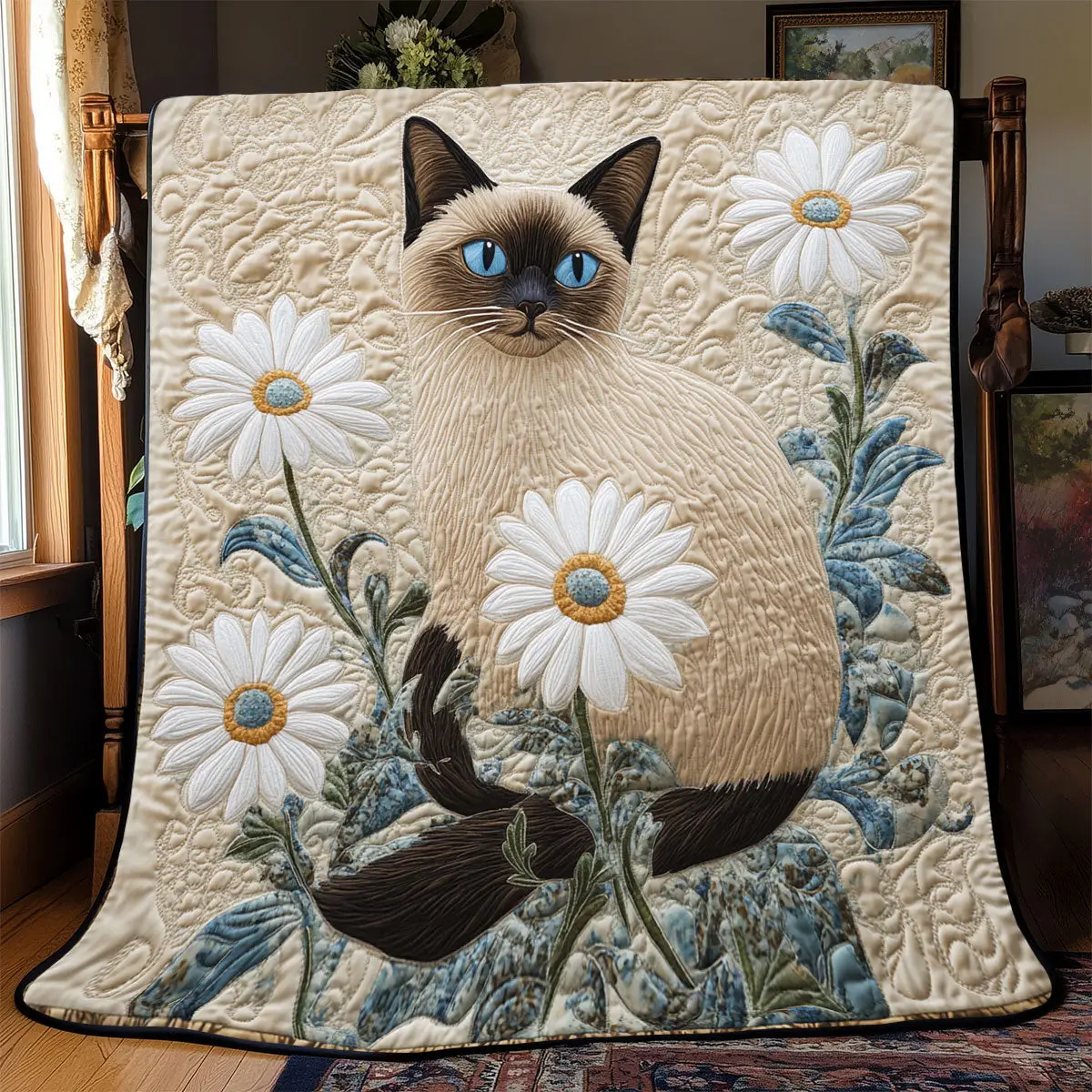 Cute Tuxedo Cat Quilted Throw Blankets Mothers Birthday Gifts