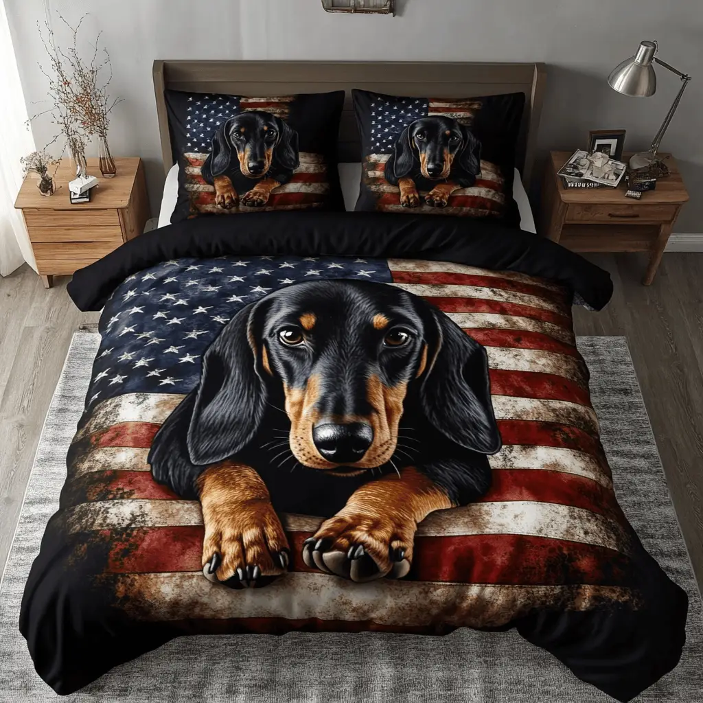 Dachshund Dash Quilted Bedding Set Classic Bedding Set That Enhances Your Sleep Space Dachshund Dash Quilted Bedding Set Classic Bedding Set That Enhances Your Sleep Space - Image 1