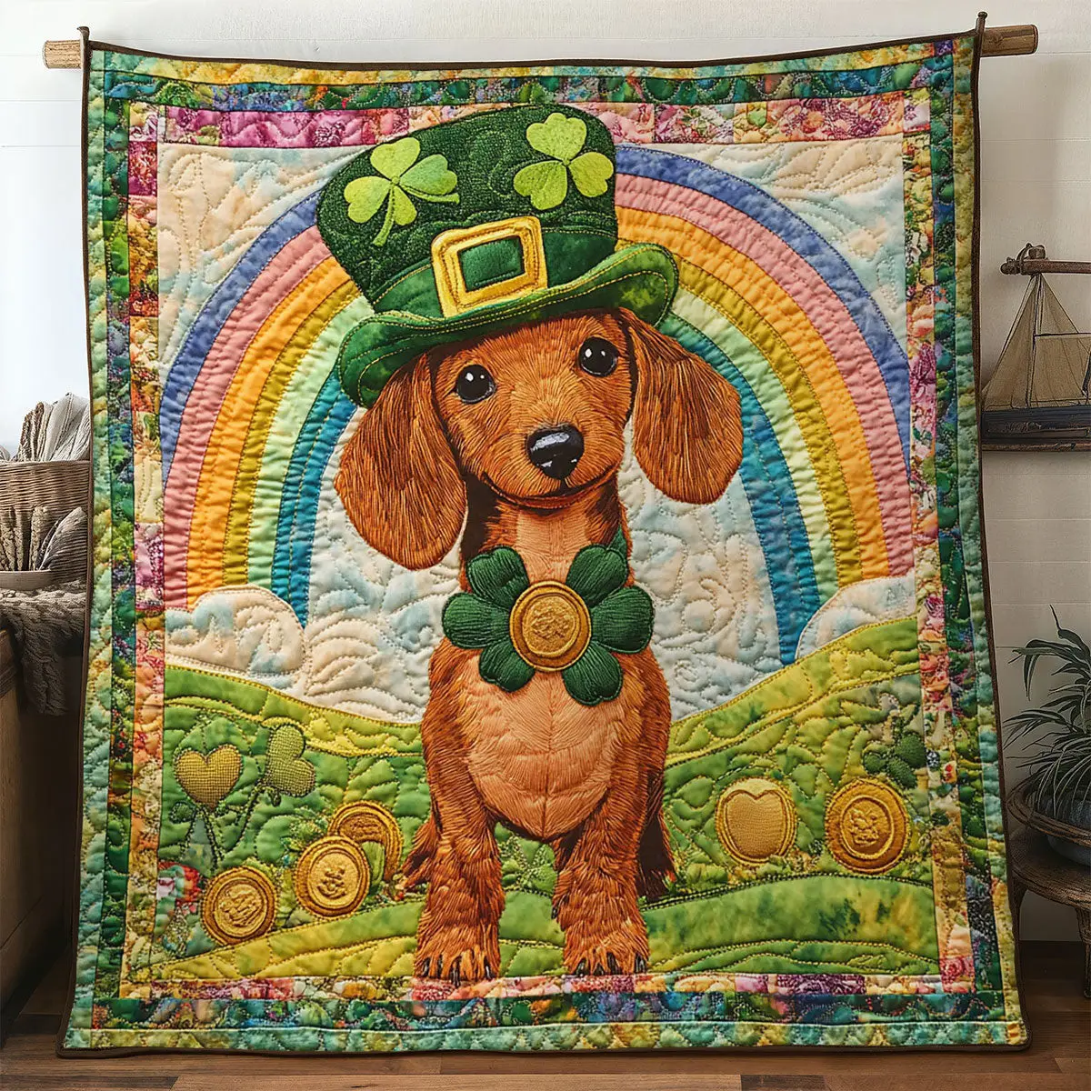 Dachshund Festival Quilted Blanket Cozy Bedroom Idea St Patricks Day Presents Idea