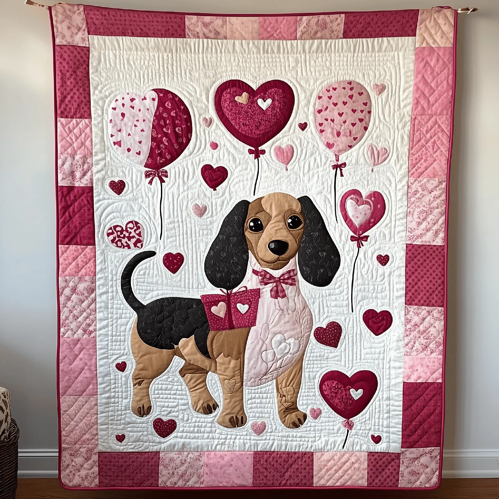 Dachshund Love Quilted Blanket Bedroom Decorations Valentine Gift Ideas For Him Dachshund Love Quilted Blanket Bedroom Decorations Valentine Gift Ideas For Him - Image 1