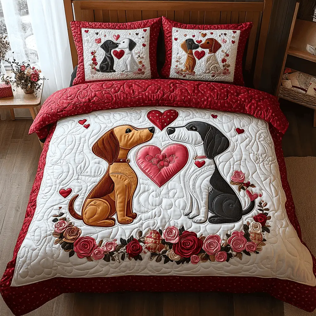 Dachshund Quilted Bedding Set Good Dog Owners Gifts Ideas For Valentine Day
