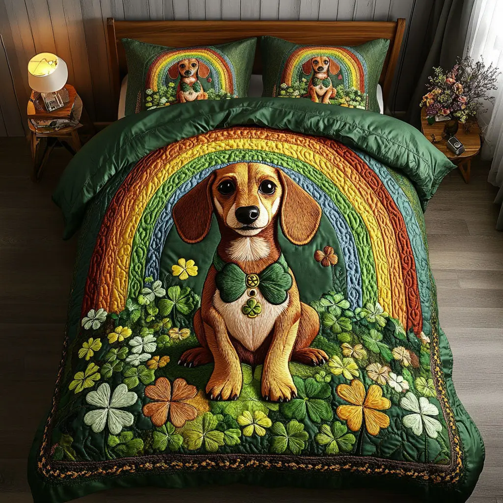 Dachshund Spirit Quilted Bedding Set Bedroom Design St Patrick Gifts For Dachshund Lovers