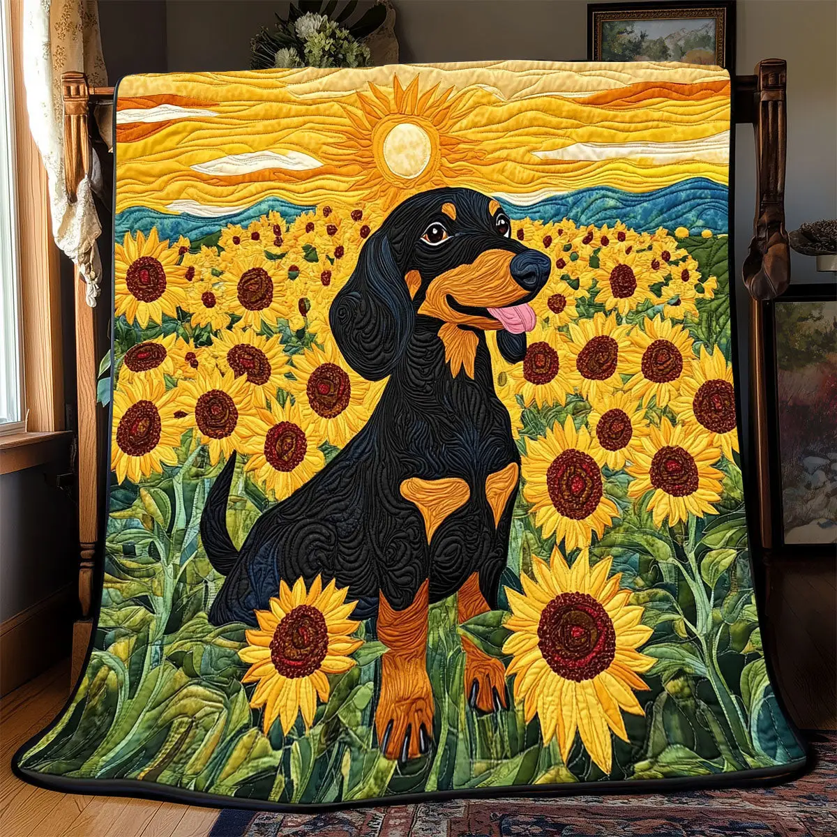Dachshund Suower Quilt Blankets Mother's Day Gifts For Wife