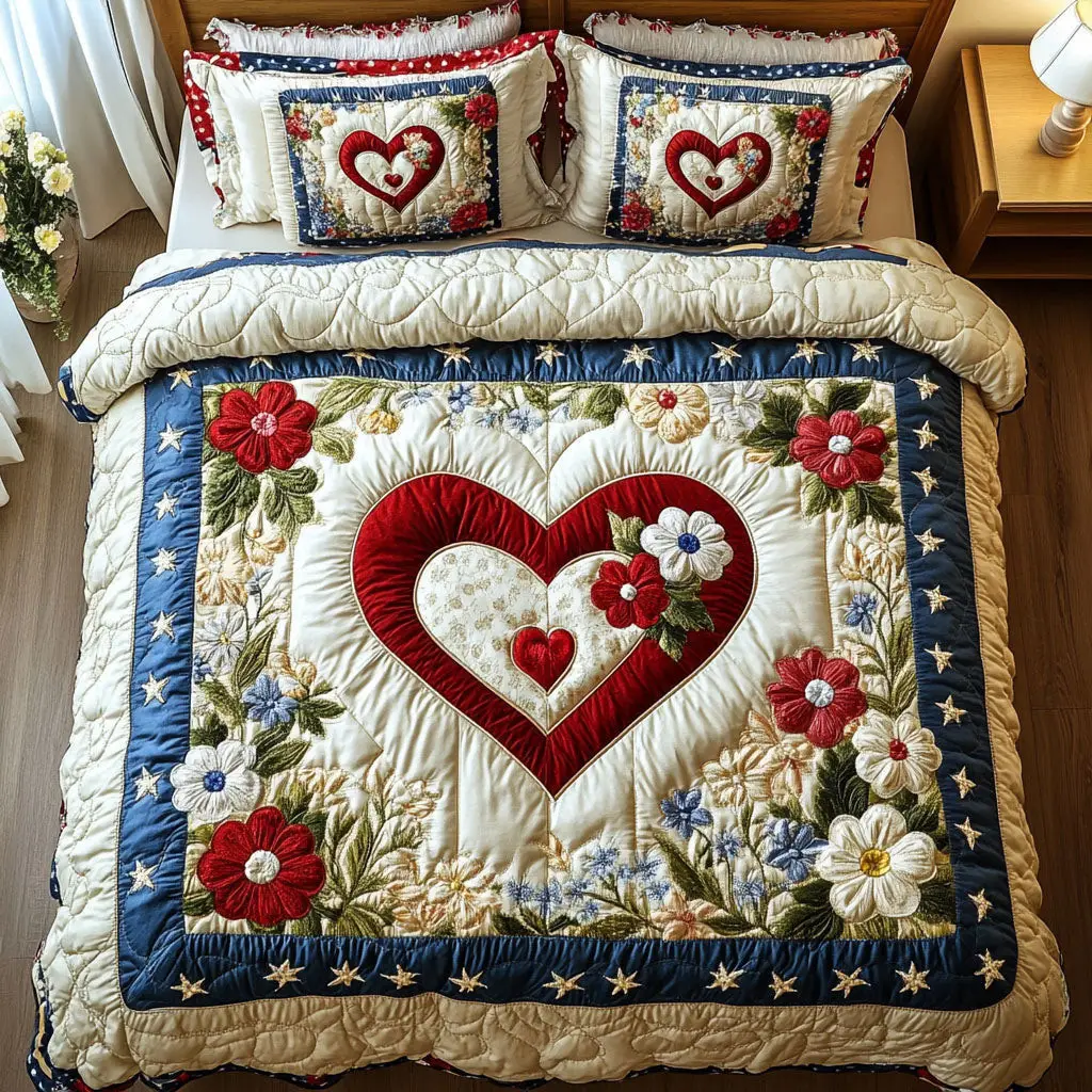 Daisy Devotion  Quilted Bedding Set  Best Comforter Sets 4Th Of July Neighbor Gifts