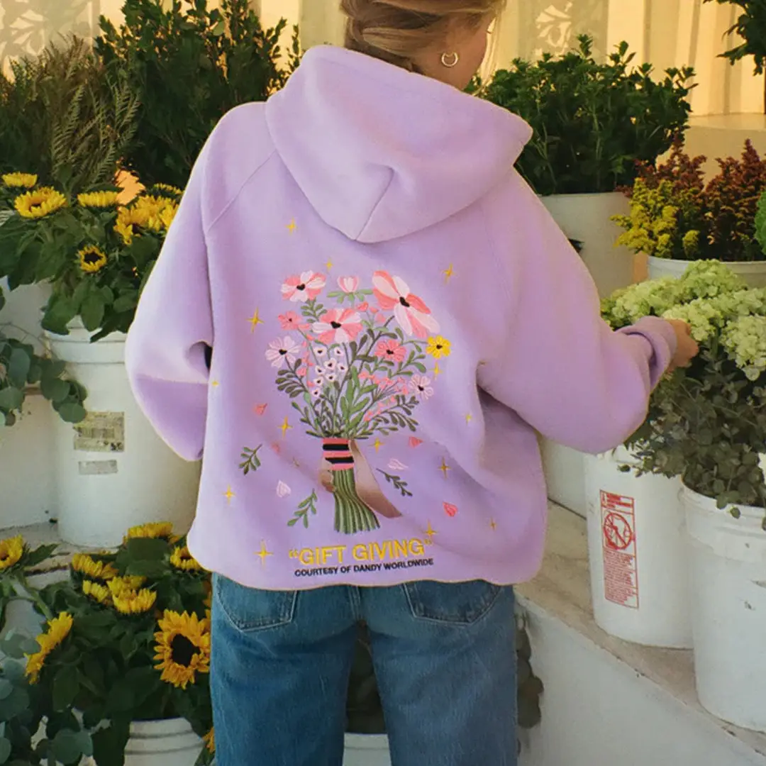 Dandy Worldwide Merch Gift Giving Hoodie Floral Graphic Birthday Gift for Sister