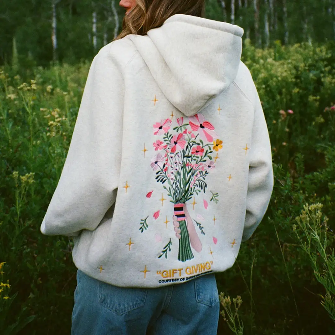 Dandy Worldwide Merch Gift Giving Hoodie Floral Graphic Pullover Gift for Bestie