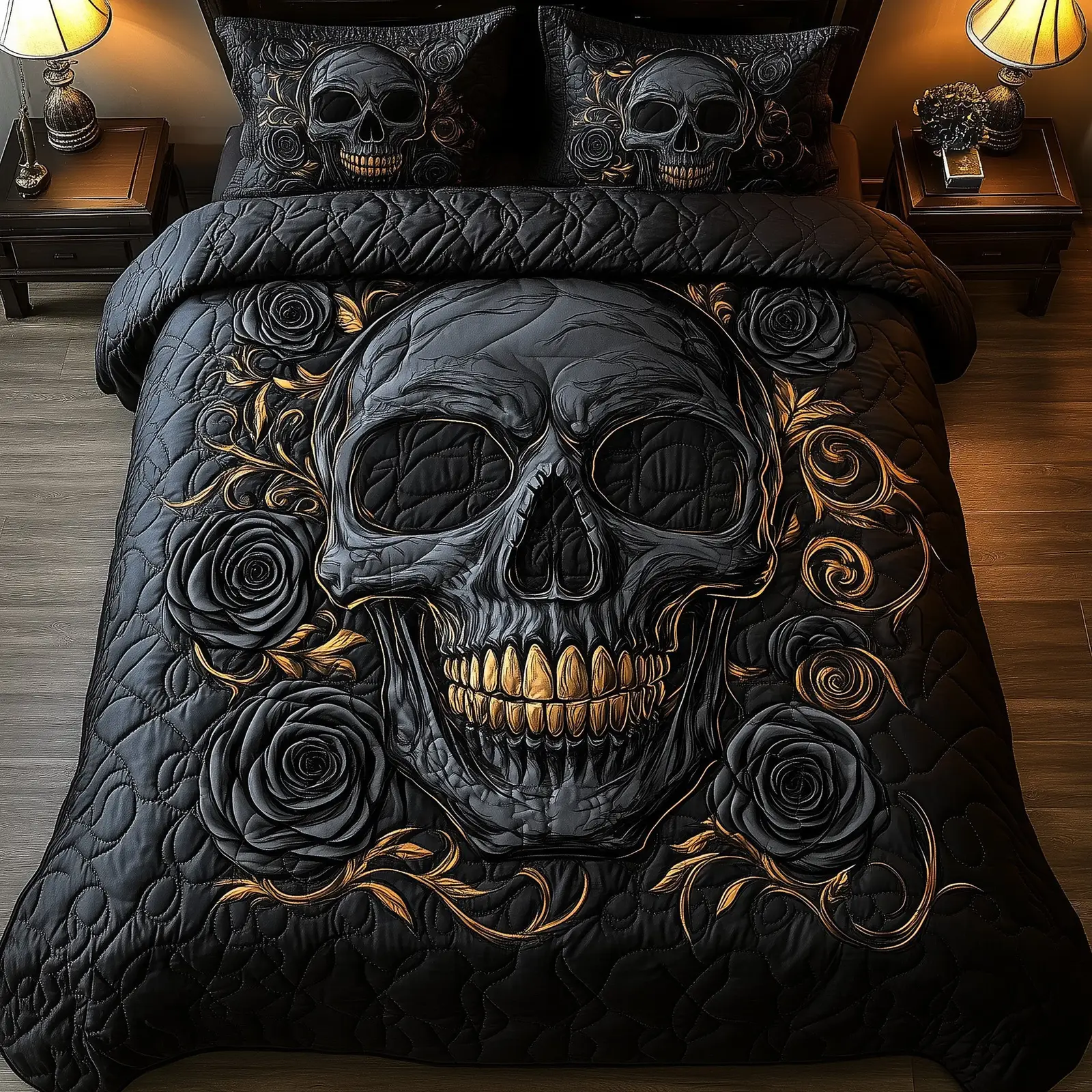 Dark Elegance Quilted Bedding Set Duvet Cover Bedspread Spooky Halloween Presents Dark Elegance Quilted Bedding Set Duvet Cover Bedspread Spooky Halloween Presents - Image 1