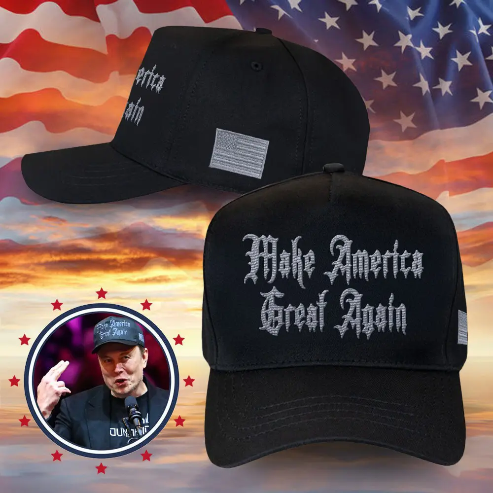 Dark Gothic MAGA Hat Embroidered Elon Musk Dark MAGA Trump Black Hat Donald Trump Merchandise
