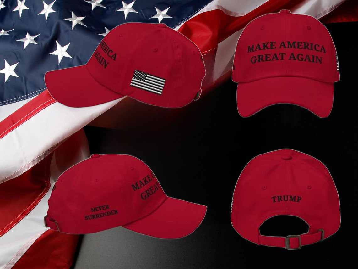 Dark MAGA Hat Make America Great Again Red Hat Never Surrender Trump Merchandise MAGA Gifts