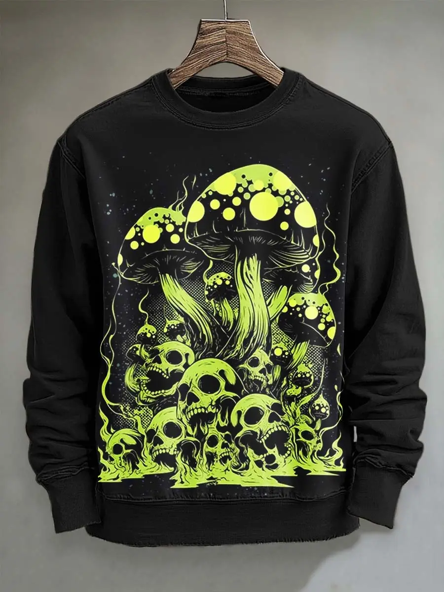Dark Skull Mushroom Sweatshirt Unique Apparel Halloween Ideal Gifts For Skull Lovers
