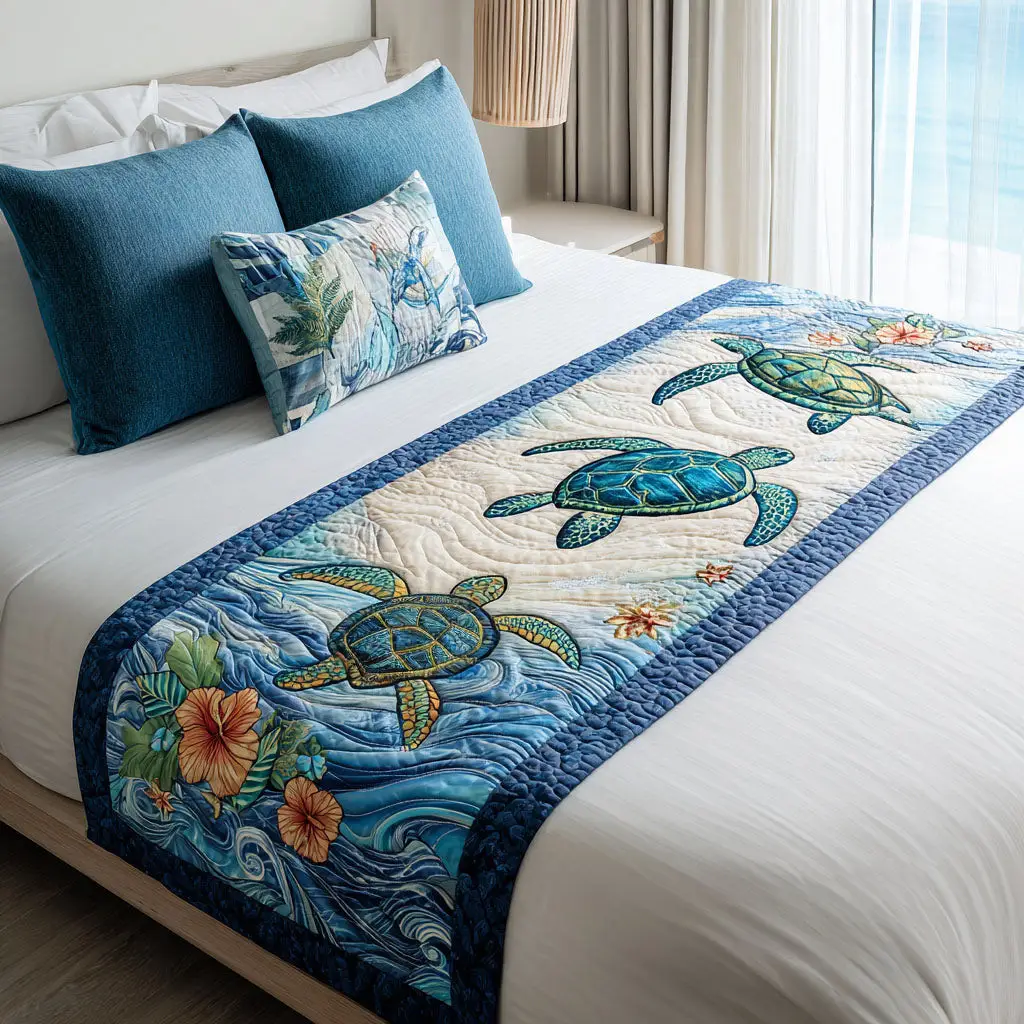 Daydream Drifter Quilted Bed Runner Daydream Drift Pattern Calming Home Gift