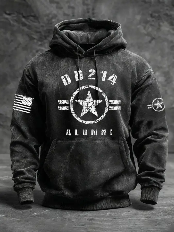 DD-214 Alumni Veteran Hoodie Men's Military Veterans Day Merch Veteran Dad Gifts