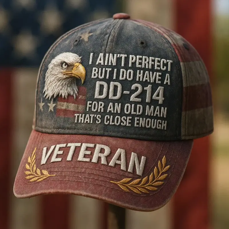 DD-214 Veteran Hat Eagle USA Flag For An Old Man Patriotic Military Presents For Men