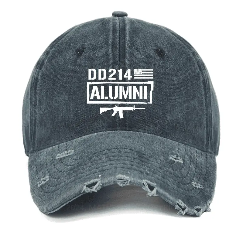 DD214 Alumni Flags Guns Washed Vintage Cap Funny Saying Graphic Tee for Men – Comical Shirt