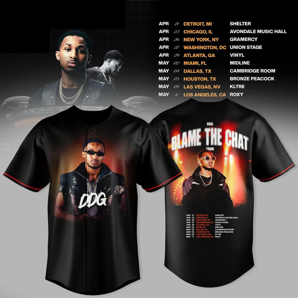 DDG Blame The Chat Tour 2026 Baseball Jersey DDG Merch Gift Ideas For Rap Lovers